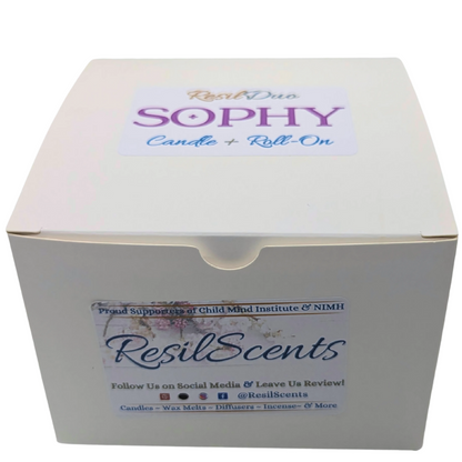 Sophy ResilDuo™ Bundle – Tranquil Candle (8oz) + Roll-On Oil | Diva-Type Signature Scent
