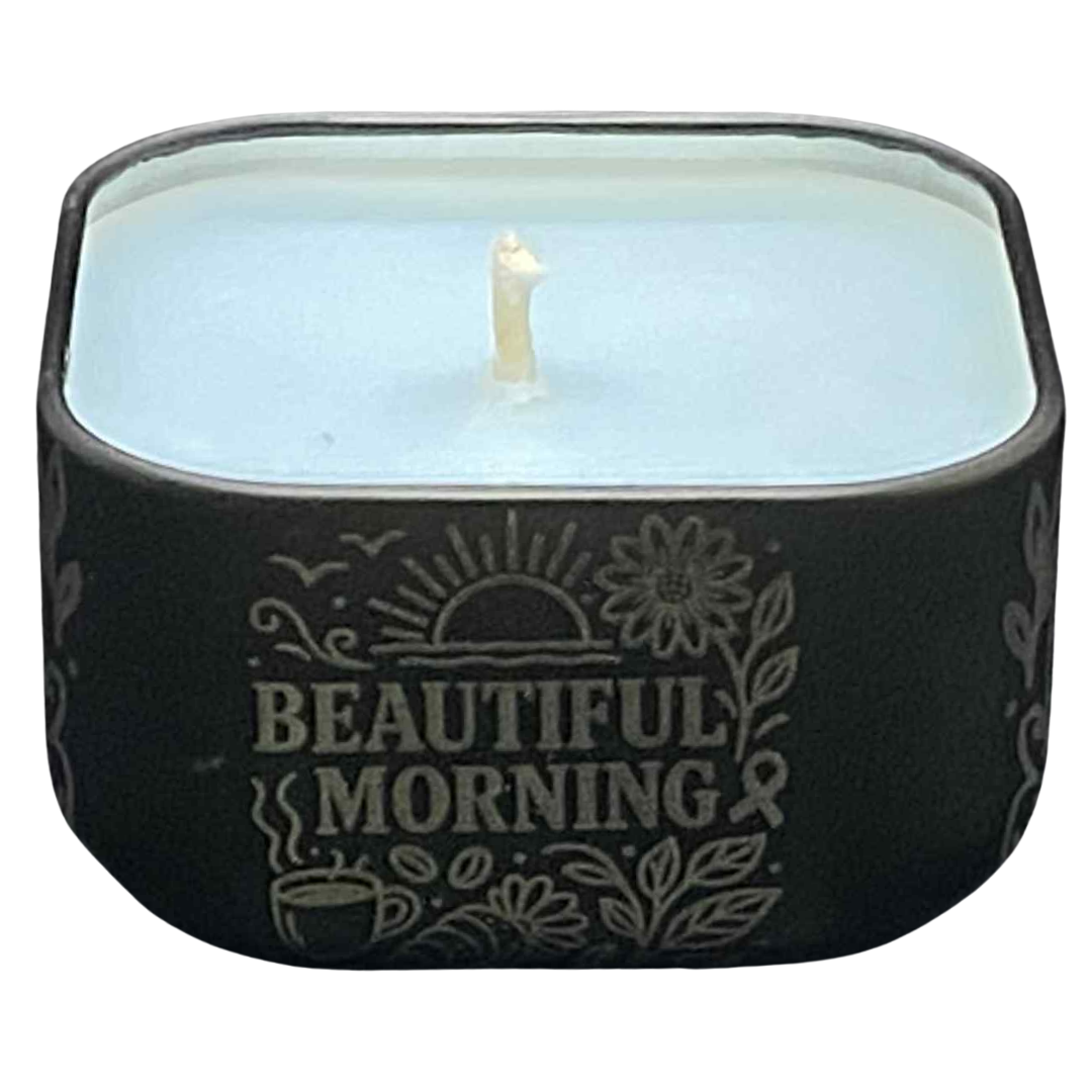 Beautiful Morning ResilMini Tin Candle – Crisp Apple & Soft Floral Lift