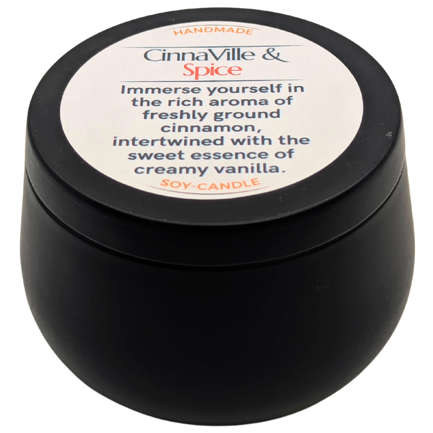 Cinnamon Spice Tranquil – 8oz Black Bubble Tin Candle