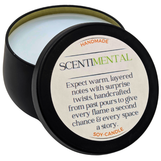 ScentiMental Serenity Candle – 4oz Reclaimed Soy Wax | One-of-a-Kind & Earth-Friendly
