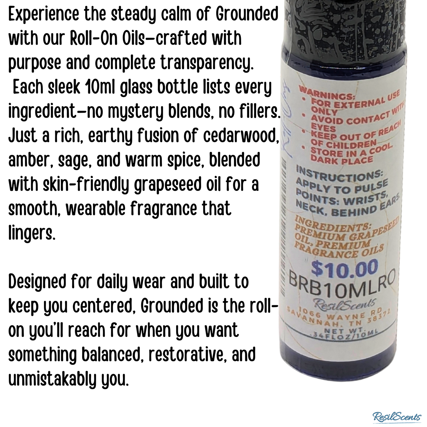 Grounded Roll-On Scented Body Oil – Cedarwood & Amber | Centering Scent