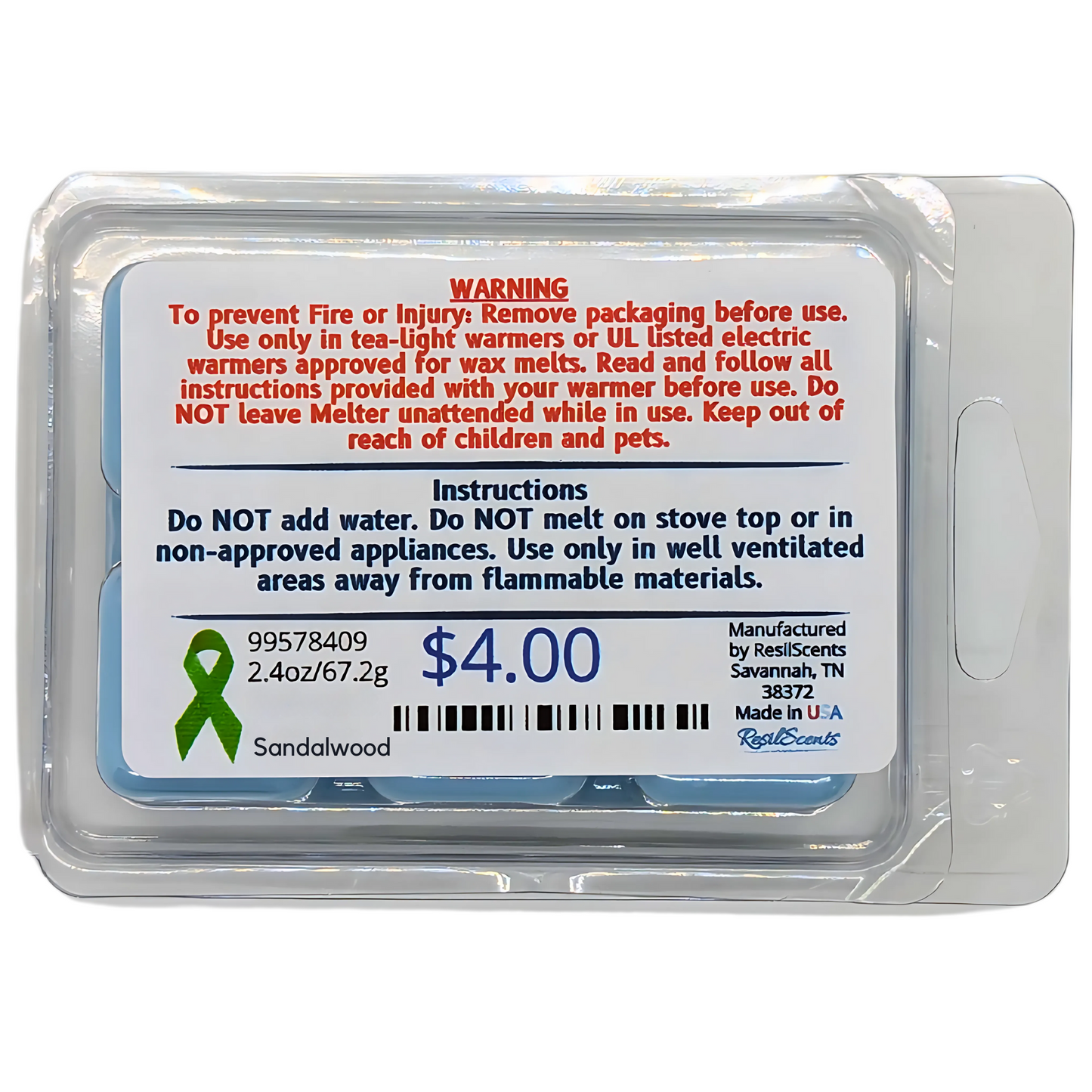 Sandalwood ResilMelt – 2.4oz Soy Wax Melt | Warm & Earthy