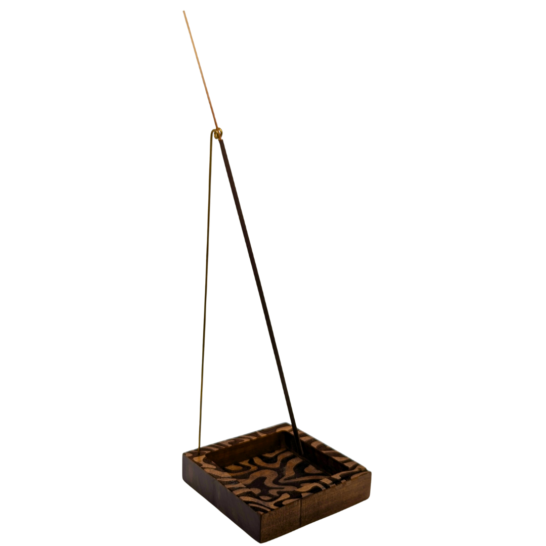 Inversion Ash Catcher – Crafted Wood & Brass Incense Stand | An Elegant Spring Accessory