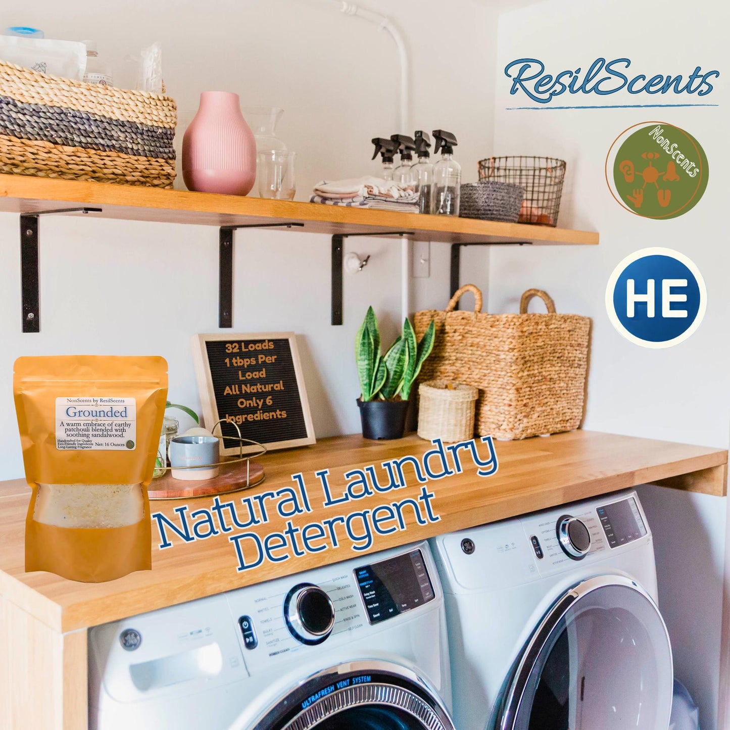 Grounded All-Natural Laundry Detergent – Patchouli & Sandalwood | Eco-Friendly Spring Upgrade