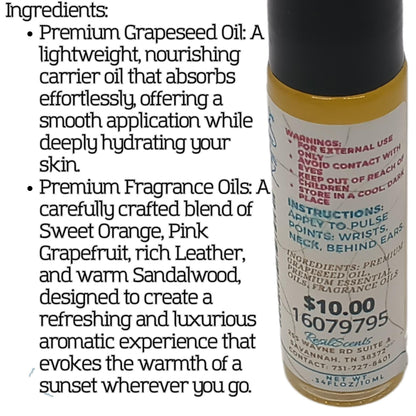 Sunset Roll-On Oil – Sweet Orange, Pink Grapefruit, Leather, Sandalwood | A Refreshing Spring Blend